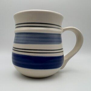 Pfaltzgraff 12oz Rio Hand Painted Stoneware Coffee Mug Blue Stripes (SKU: 282MI)
